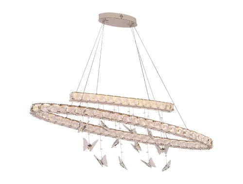 Люстра подвесная LED 8120/120 oval chrome Newport прозрачная на 1 лампу, основание хром в стиле современный кольца