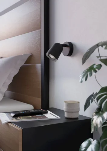 Бра Camaldoli 901952 Eglo чёрный на 1 лампу, основание чёрное в стиле современный для чтения фото 2 Бра Camaldoli 901952 Eglo чёрный на 1 лампу, основание чёрное в стиле современный для чтения фото 2