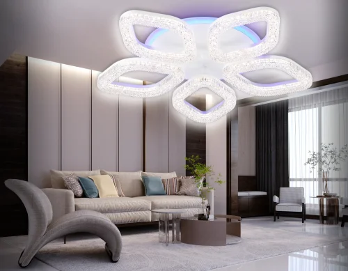 Люстра потолочная LED FA3925 Ambrella light белая на 1 лампа, основание белое в стиле хай-тек современный  фото 4