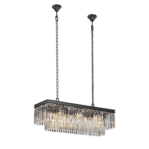 Люстра подвесная V5146-1/12 Vitaluce прозрачная на 12 ламп, основание чёрное в стиле современный классический 