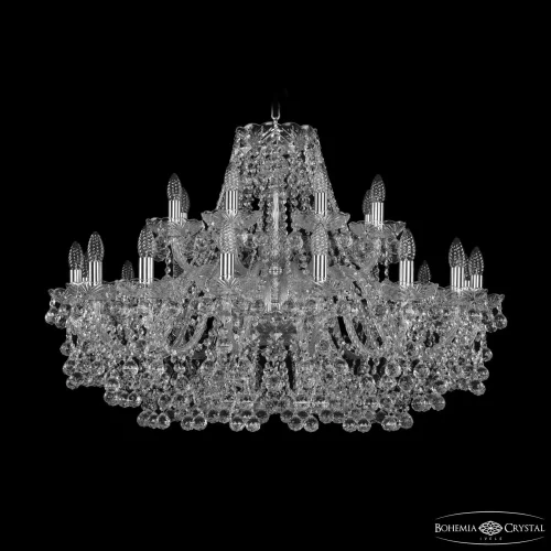 Люстра подвесная 1409/16+8/360 Ni Bohemia Ivele Crystal без плафона на 24 лампы, основание никель прозрачное в стиле классический sp