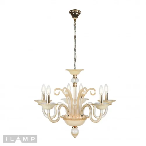 Люстра подвесная Classic P2318-6GD iLamp без плафона на 6 ламп, основание бежевое золотое в стиле современный американский 