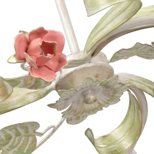 Люстра потолочная V1537/3PL Vitaluce белая на 3 лампы, основание бежевое в стиле флористика фото 2