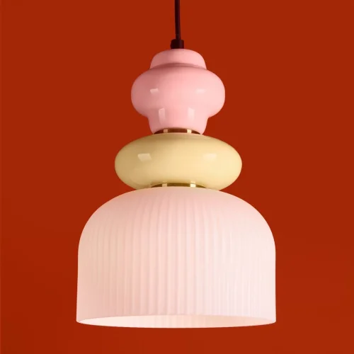 Светильник подвесной Alzare FR5595PL-01B4 Freya разноцветный белый на 1 лампу, основание чёрное в стиле современный мемфис фото 8