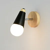 Бра DEER B Black/Light wood 204234-26 ImperiumLoft чёрный 1 лампа, основание бежевое в стиле современный 