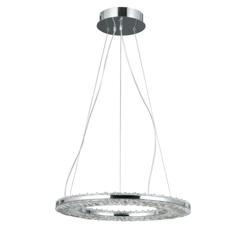 Люстра подвесная LED с пультом Гослар 498016101 MW-Light прозрачная на 1 лампа, основание хром в стиле классический с пультом кольца