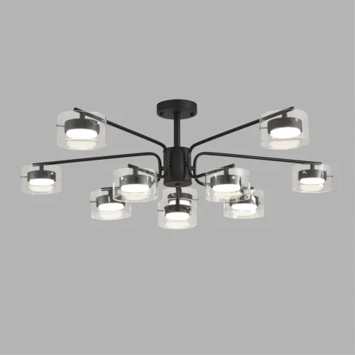 Люстра потолочная Natalina 8349/10C Lumion прозрачная на 10 ламп, основание чёрное в стиле минимализм фото 5