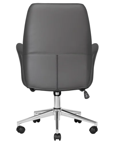 Офисное кресло для руководителя 125B-LMR SAMUEL, цвет серый Dobrin, серый/экокожа, ножки/металл/хром, размеры - 960*1060***640*650 фото 5