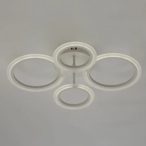 Люстра потолочная LED с пультом Мадлен 424013404 DeMarkt белая на 1 лампа, основание белое в стиле хай-тек с пультом кольца фото 5