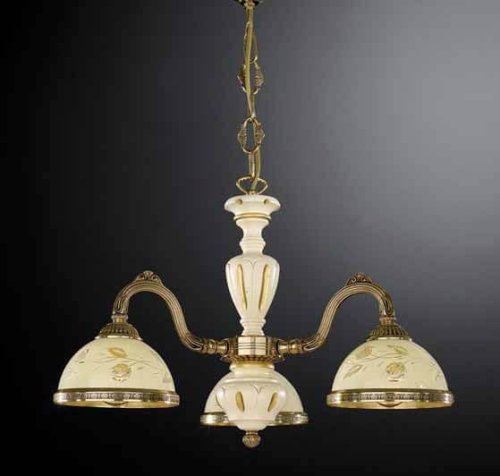 Люстра подвесная  L 6908/3 Reccagni Angelo жёлтая на 3 лампы, основание золотое в стиле кантри классика 