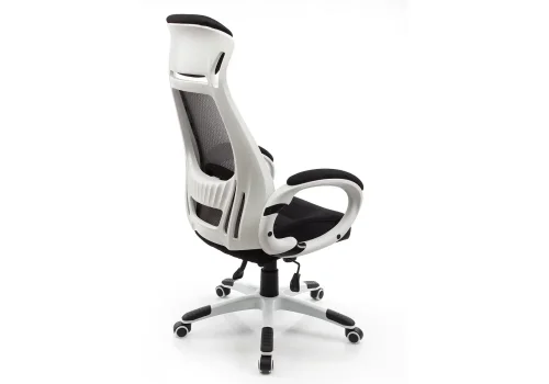 Компьютерное кресло Burgos белое 1714 Woodville, чёрный/сетка, ножки/пластик/белый, размеры - *1290***690*690 фото 5