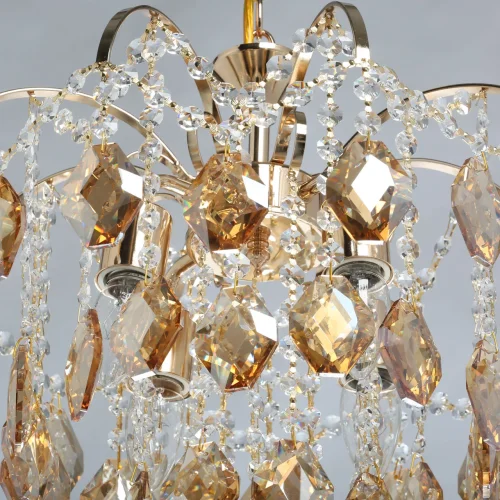 Люстра подвесная Бриз 111014504 DeMarkt янтарная прозрачная на 4 лампы, основание золотое в стиле классический  фото 9