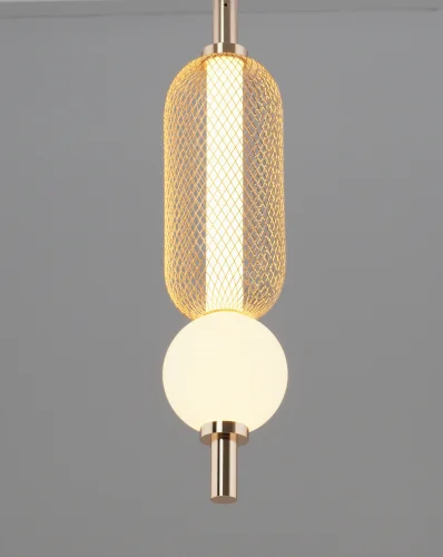 Светильник подвесной LED Lattice V11255-PL Moderli белый золотой на 1 лампу, основание золотое в стиле современный фото 3