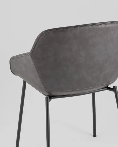 Стул Ashby, экокожа, серый, сиденье УТ000040854 Stool Group, серый/экокожа, ножки/металл/чёрный, размеры - ***** фото 6