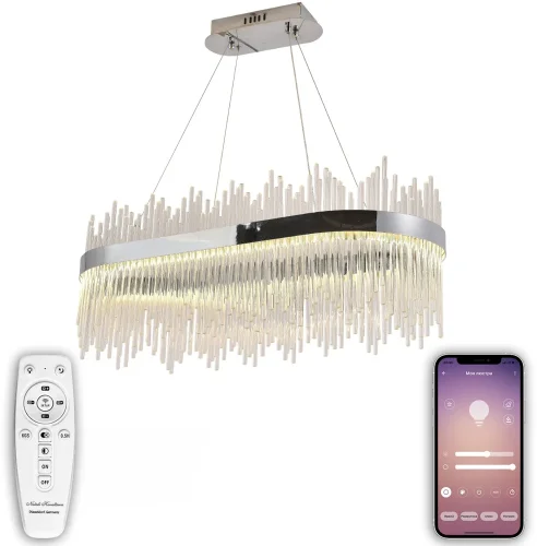 Люстра подвесная LED с пультом Tempio LED LAMPS 81265 Natali Kovaltseva прозрачная на 1 лампу, основание хром в стиле современный с пультом