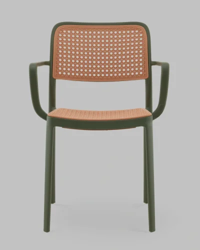 Стул Yona, пластиковый, с подлокотниками, зелёный УТ000040845 Stool Group, коричневый/пластик, ножки/металл/зелёный, размеры - *810**** фото 2