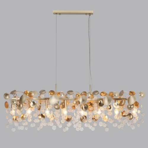 Люстра подвесная Coins 5104/8A Odeon Light прозрачная на 8 ламп, основание золотое в стиле современный флористика ветви фото 4