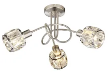 Люстра потолочная Kris 54356-3 Globo прозрачная на 3 лампы, основание матовое никель в стиле современный 