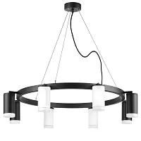 Люстра подвесная Rullo LR0183643740 Lightstar чёрная белая на 8 ламп, основание чёрное в стиле хай-тек 