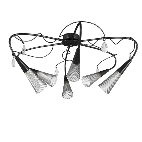Люстра потолочная AEREO 711067 Lightstar прозрачная чёрная на 6 ламп, основание чёрное в стиле арт-деко 