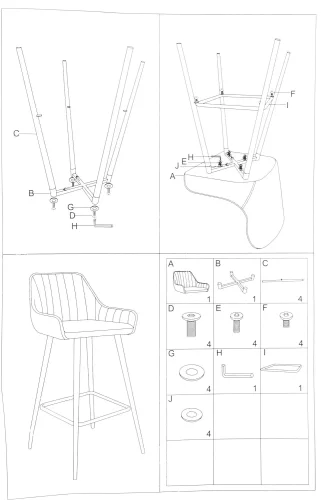 Барный стул Tarli бежевый 11540 Woodville, бежевый/велюр, ножки/металл/чёрный, размеры - ****480*480 фото 10
