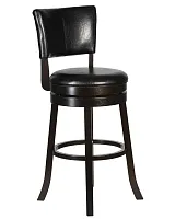 Вращающийся полубарный стул 4090-LMU JOHN COUNTER, цвет сиденья черный, цвет дерева капучино Dobrin, чёрный/экокожа, ножки/дерево/капучино, размеры - ****430*495