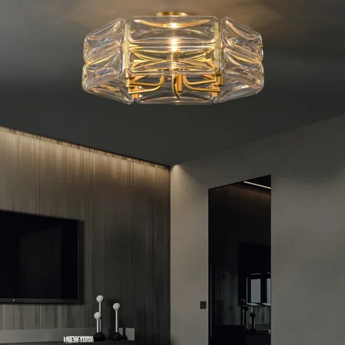 Люстра потолочная SARIA CH D52 223782-23 ImperiumLoft прозрачная на 6 ламп, основание латунь в стиле современный фото 5