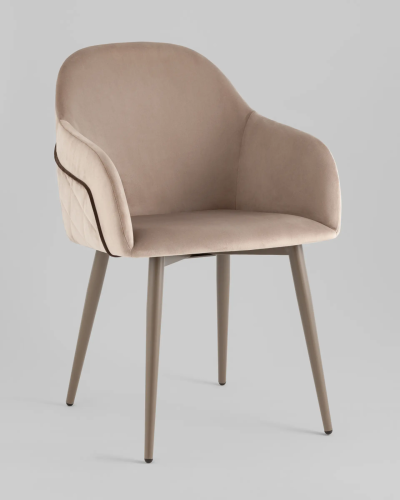 Стул Новел New велюр серо-коричневый, ножки бежево-серые УТ000039823 Stool Group, коричневый/велюр, ножки/металл/чёрный, размеры - *805****