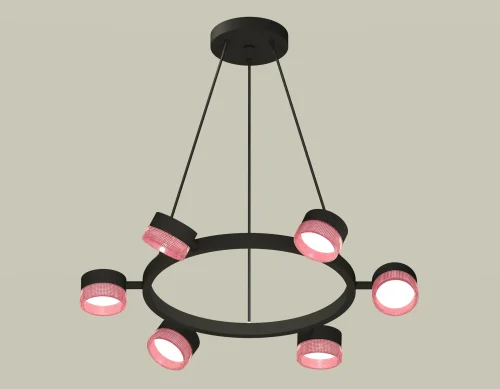 Светильник подвесной XB9193251 Ambrella light розовый чёрный 6 ламп, основание чёрное в стиле хай-тек современный 