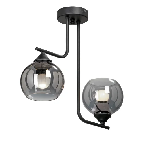 Светильник потолочный V4949-1/2PL Vitaluce чёрный серый 2 лампы, основание чёрное в стиле арт-деко шар фото 3