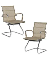Офисное кресло набор 2 шт. SET-2 102N_Mesh-LMR CODY MESH, цвет сиденья бежевый, цвет основания хромированная сталь Dobrin, /сетка, ножки/металл/хром, размеры - *880***535*600
