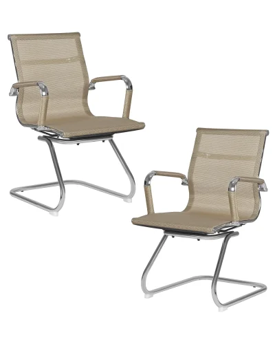 Офисное кресло набор 2 шт. SET-2 102N_Mesh-LMR CODY MESH, цвет сиденья бежевый, цвет основания хромированная сталь Dobrin, /сетка, ножки/металл/хром, размеры - *880***535*600