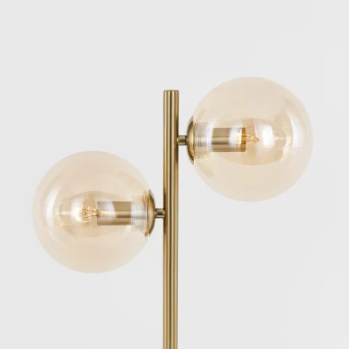 Настольная лампа Лорен CL146823 Citilux янтарная 2 лампы, основание бронзовое металл в стиле современный молекула шар фото 4