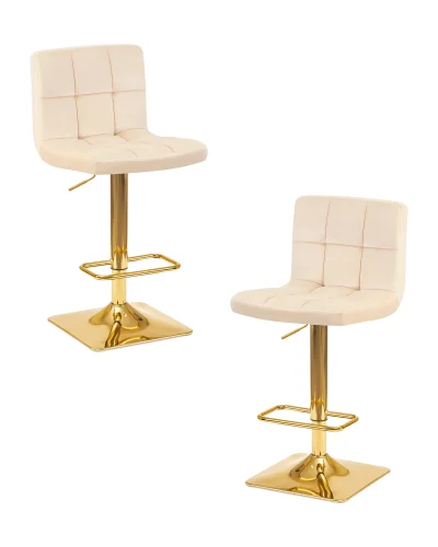 Стул барный набор 2 шт. SET-2 5016-LM GOLDIE, цвет сиденья бежевый (MJ9-10), цвет основания золото Dobrin, /велюр, ножки/металл/золотой, размеры - 940*1150***420*520