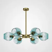 Люстра на штанге MARINE B 6 Gold/Blue 189681-26 ImperiumLoft голубая на 6 ламп, основание золотое в стиле скандинавский 