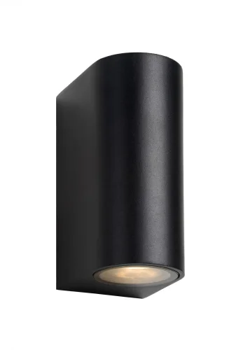 Настенный светильник Zora-Led 22861/10/30 Lucide уличный IP44 чёрный 2 лампы, плафон чёрный в стиле современный GU10