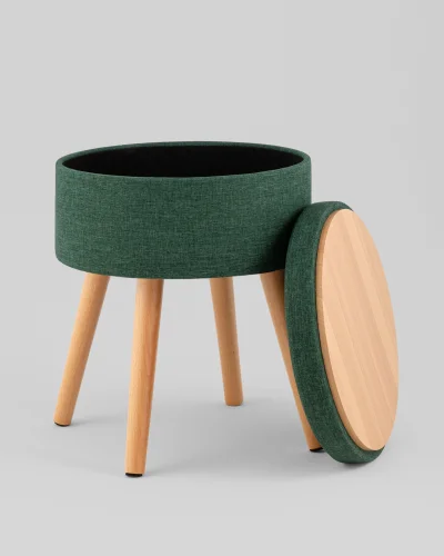 Пуф с ящиком Store Woody, рогожка темно-зелёная УТ000040159 Stool Group на 1 , основание в стиле современный фото 3