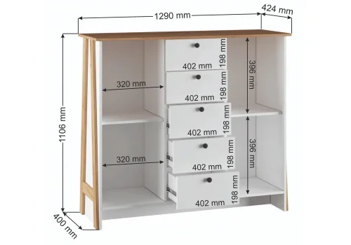 Тумба Теодора белый / крафт золотой 587602 Woodville столешница коричневая из фото 7