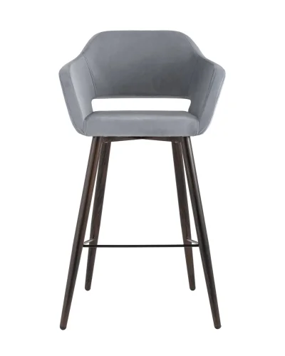 Стул барный Саймон велюр серый УТ000025181 Stool Group, серый/велюр, ножки/металл/коричневый, размеры - ****610*650 фото 2