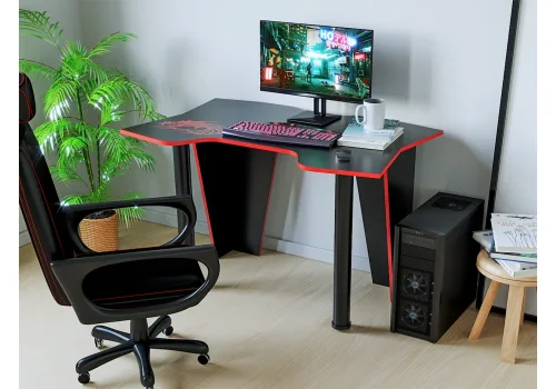 Компьютерный стол Алид черный / красный 474251 Woodville столешница чёрная из лдсп фото 6