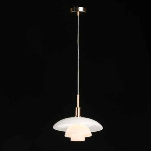 Светильник подвесной Ракурс 631018301 DeMarkt белый 1 лампа, основание золотое в стиле хай-тек  фото 2