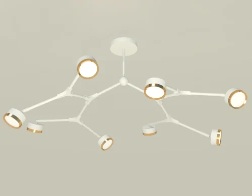 Светильник потолочный XB9059152 Ambrella light белый золотой 8 ламп, основание белое в стиле хай-тек современный 