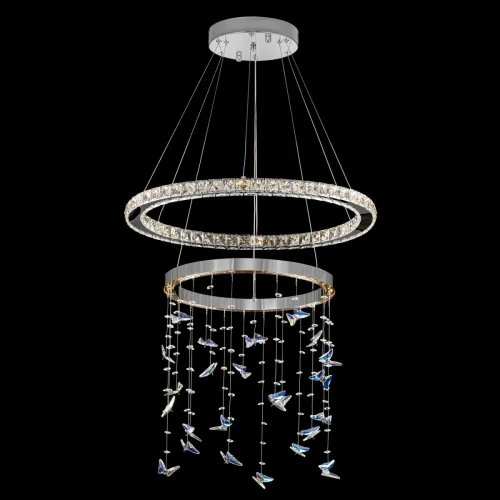Люстра подвесная LED с пультом Etera CL322060 Citilux прозрачная на 1 лампу, основание хром в стиле современный хай-тек флористика с пультом кольца фото 5