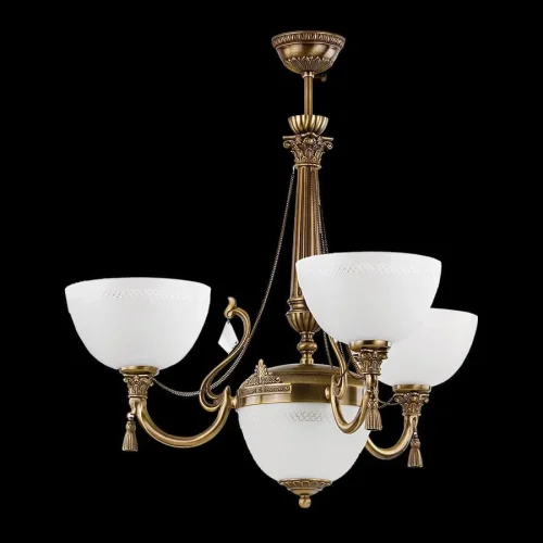 Люстра подвесная Roma ROM-ZW-3+1(P) Kutek белая на 5 ламп, основание бронзовое в стиле классический  фото 2