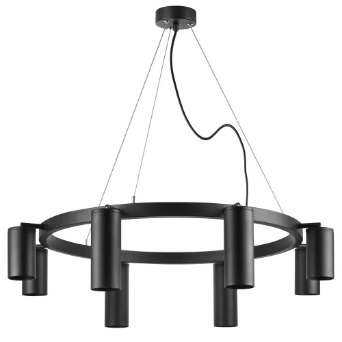 Люстра подвесная Rullo LR018874374 Lightstar чёрная на 8 ламп, основание чёрное в стиле хай-тек 