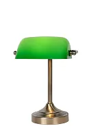 Настольная лампа  BANKER 17504/01/03 Lucide зелёная 1 лампа, основание бронзовое коричневое металл в стиле классический 