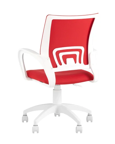 Кресло оператора Topchairs ST-BASIC-W спинка белая сетка TW-15 сиденье красная ткань 26-22 крестовин УТ000036063 Stool Group, красный/ткань, ножки/пластик/белый, размеры - ****635*605 фото 4