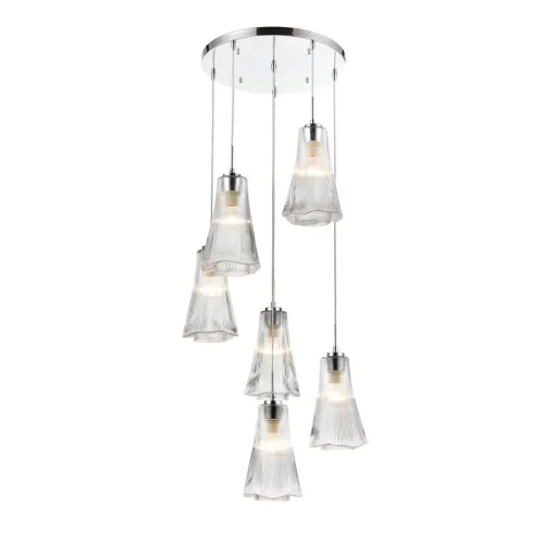 Светильник подвесной Emily VL5603P16 Vele Luce прозрачный на 6 ламп, основание хром в стиле современный каскад