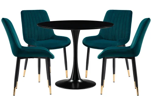 Обеденная группа Араму green / black / gold 528370 Woodville на 1 , основание в стиле современный 