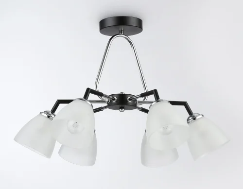 Люстра потолочная TR303294 Ambrella light белая на 6 ламп, основание чёрное в стиле современный классический  фото 4